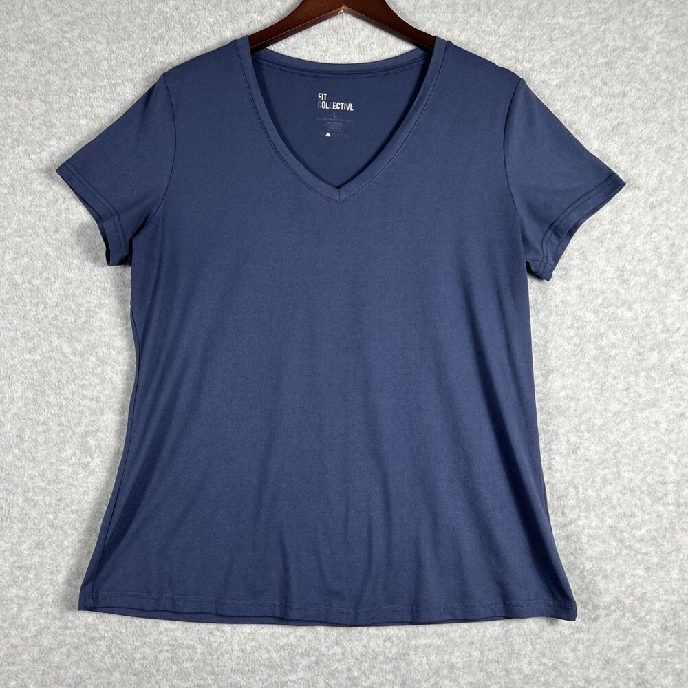Fit Collective Navy Short Sleeve V-Neck Tee Large Blue T-Shirt